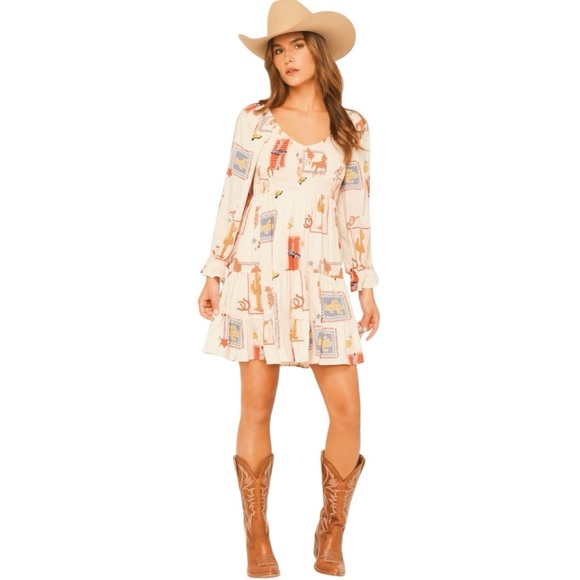 blue b Dresses & Skirts - New blue b Pale Pink Western Themed Cowboy Boot Horse Sweetheart Mini Dress S